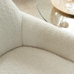 Canapé<Made in Meubles Canapé blanc confort en tissu bouclette 2 places Amandine