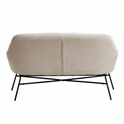 Canapé<Made in Meubles Canapé blanc confort en tissu bouclette 2 places Amandine