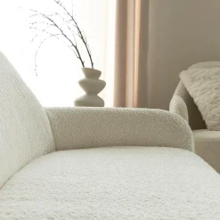 Canapé<Made in Meubles Canapé blanc confort en tissu bouclette 2 places Amandine