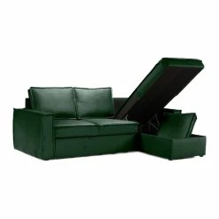 Canapé<Made in Meubles Canapé d'angle droit convertible 4 places en tissu vert Paris