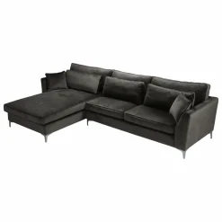 Canapé<Made in Meubles Canapé d'angle gauche 5 places en velours gris Agadir