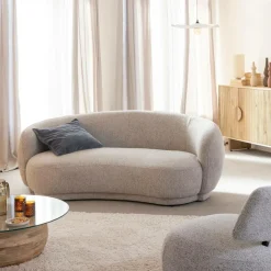 Canapé<Made in Meubles Canapé en tissu bouclette gris 3 places Maddy