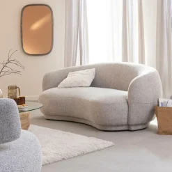 Canapé<Made in Meubles Canapé en tissu bouclette gris 3 places Maddy