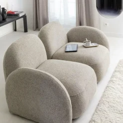 Canapé<Made in Meubles Canapé modulable 2 places en tissu bouclette gris Calya