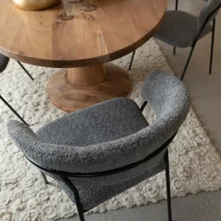 Chaise<Made in Meubles Chaise arrondie en tissu bouclette grise Kanoa (lot de 2)