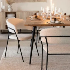 Chaise<Made in Meubles Chaise arrondie tissu bouclette blanche Kanoa (lot de 2)