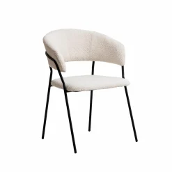 Chaise<Made in Meubles Chaise arrondie tissu bouclette blanche Kanoa (lot de 2)