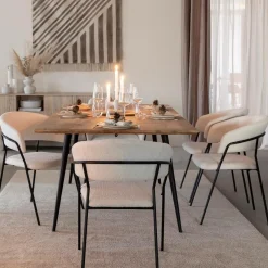 Chaise<Made in Meubles Chaise arrondie tissu bouclette blanche Kanoa (lot de 2)