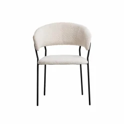 Chaise<Made in Meubles Chaise arrondie tissu bouclette blanche Kanoa (lot de 2)