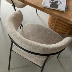 Chaise<Made in Meubles Chaise arrondie tissu écru Kanoa (lot de 2)