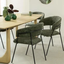 Chaise<Made in Meubles Chaise arrondie tissu vert Kanoa (lot de 2)