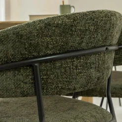 Chaise<Made in Meubles Chaise arrondie tissu vert Kanoa (lot de 2)