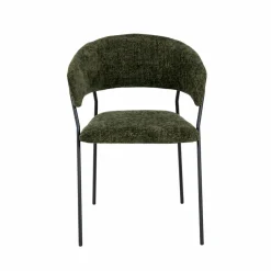 Chaise<Made in Meubles Chaise arrondie tissu vert Kanoa (lot de 2)