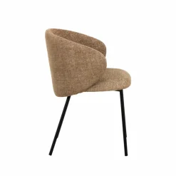 Chaise<Made in Meubles Chaise avec accoudoirs ronds en tissu sable et pieds en métal Cléa (lot de 2)