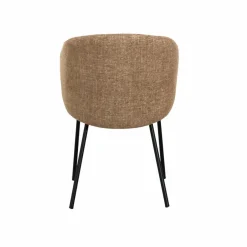 Chaise<Made in Meubles Chaise avec accoudoirs ronds en tissu sable et pieds en métal Cléa (lot de 2)