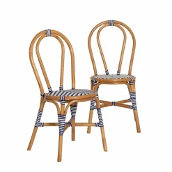 Chaise<Made in Meubles Chaise bistrot en rotin bleue Elynne (lot de 2)