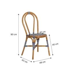 Chaise<Made in Meubles Chaise bistrot en rotin bleue Elynne (lot de 2)