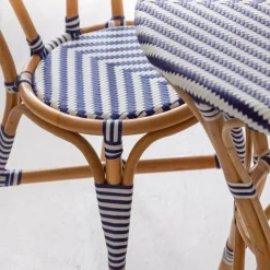 Chaise<Made in Meubles Chaise bistrot en rotin bleue Elynne (lot de 2)