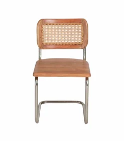 Chaise<Made in Meubles Chaise cantilever en bois d'acacia et cannage Prune (lot de 2)