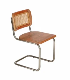 Chaise<Made in Meubles Chaise cantilever en bois d'acacia et cannage Prune (lot de 2)