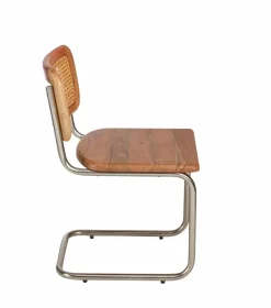 Chaise<Made in Meubles Chaise cantilever en bois d'acacia et cannage Prune (lot de 2)