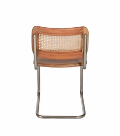 Chaise<Made in Meubles Chaise cantilever en bois d'acacia et cannage Prune (lot de 2)