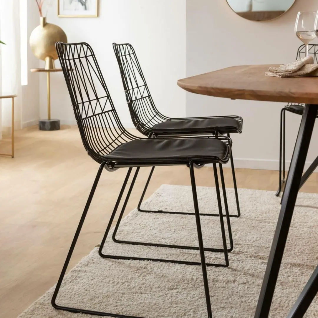 Chaise<Made in Meubles Chaise design en métal noir (lot de 2)