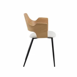 Chaise<Made in Meubles Chaise en bois clair et tissu écru Florence (lot de 2)