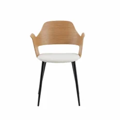 Chaise<Made in Meubles Chaise en bois clair et tissu écru Florence (lot de 2)