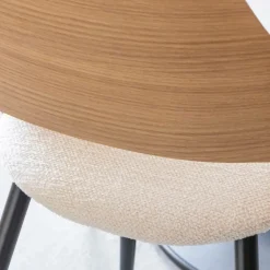 Chaise<Made in Meubles Chaise en bois clair et tissu écru Florence (lot de 2)