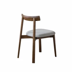 Chaise<Made in Meubles Chaise en bois de frêne foncé et tissu gris Aline (lot de 2)