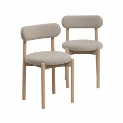 Chaise<Made in Meubles Chaise en bois de hêtre clair et tissu Aline (lot de 2)