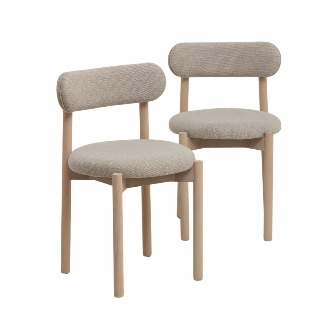 Chaise<Made in Meubles Chaise en bois de hêtre clair et tissu Aline (lot de 2)