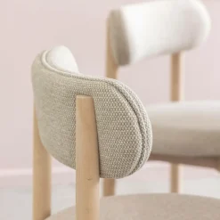 Chaise<Made in Meubles Chaise en bois de hêtre clair et tissu Aline (lot de 2)