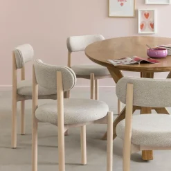 Chaise<Made in Meubles Chaise en bois de hêtre clair et tissu Aline (lot de 2)