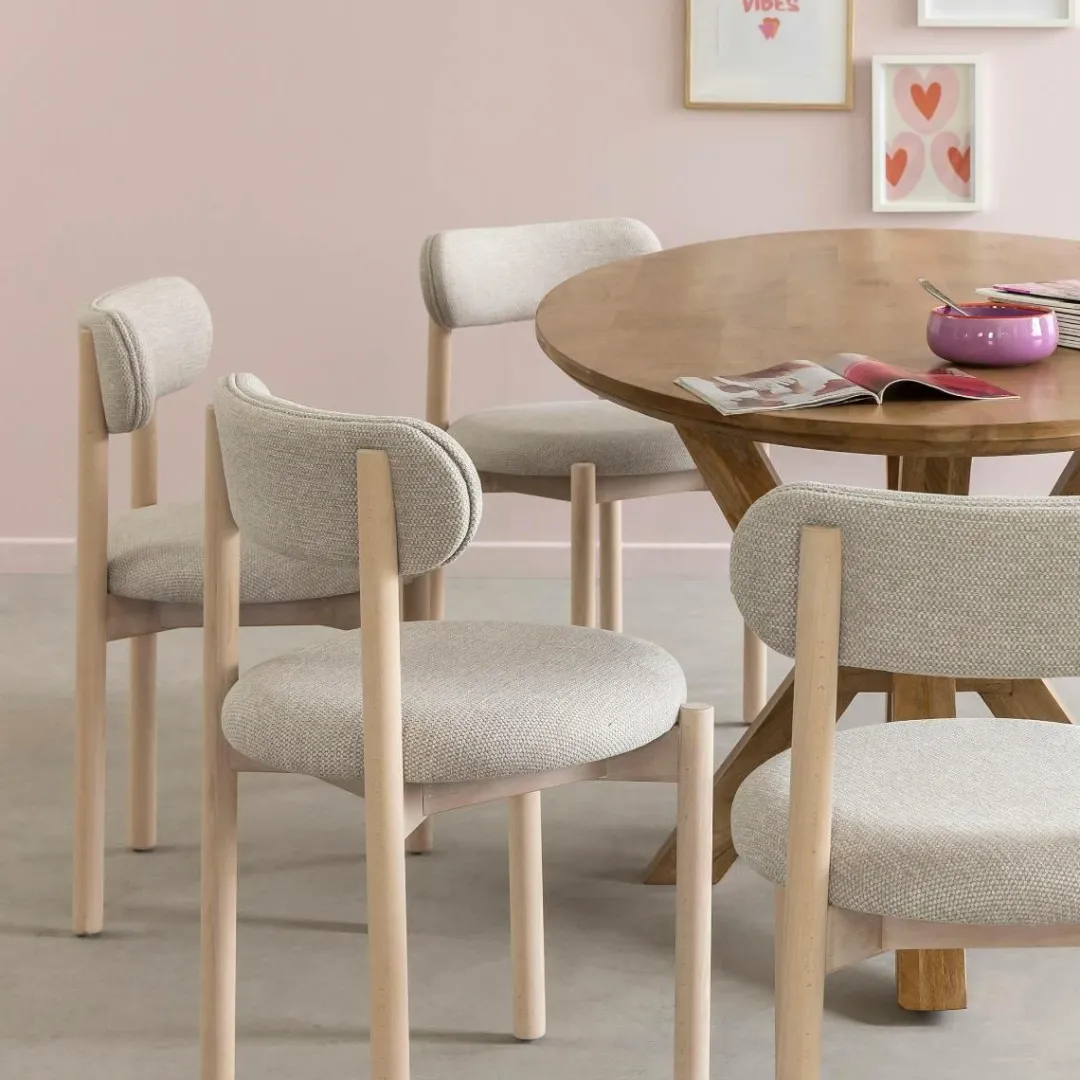 Chaise<Made in Meubles Chaise en bois de hêtre clair et tissu Aline (lot de 2)