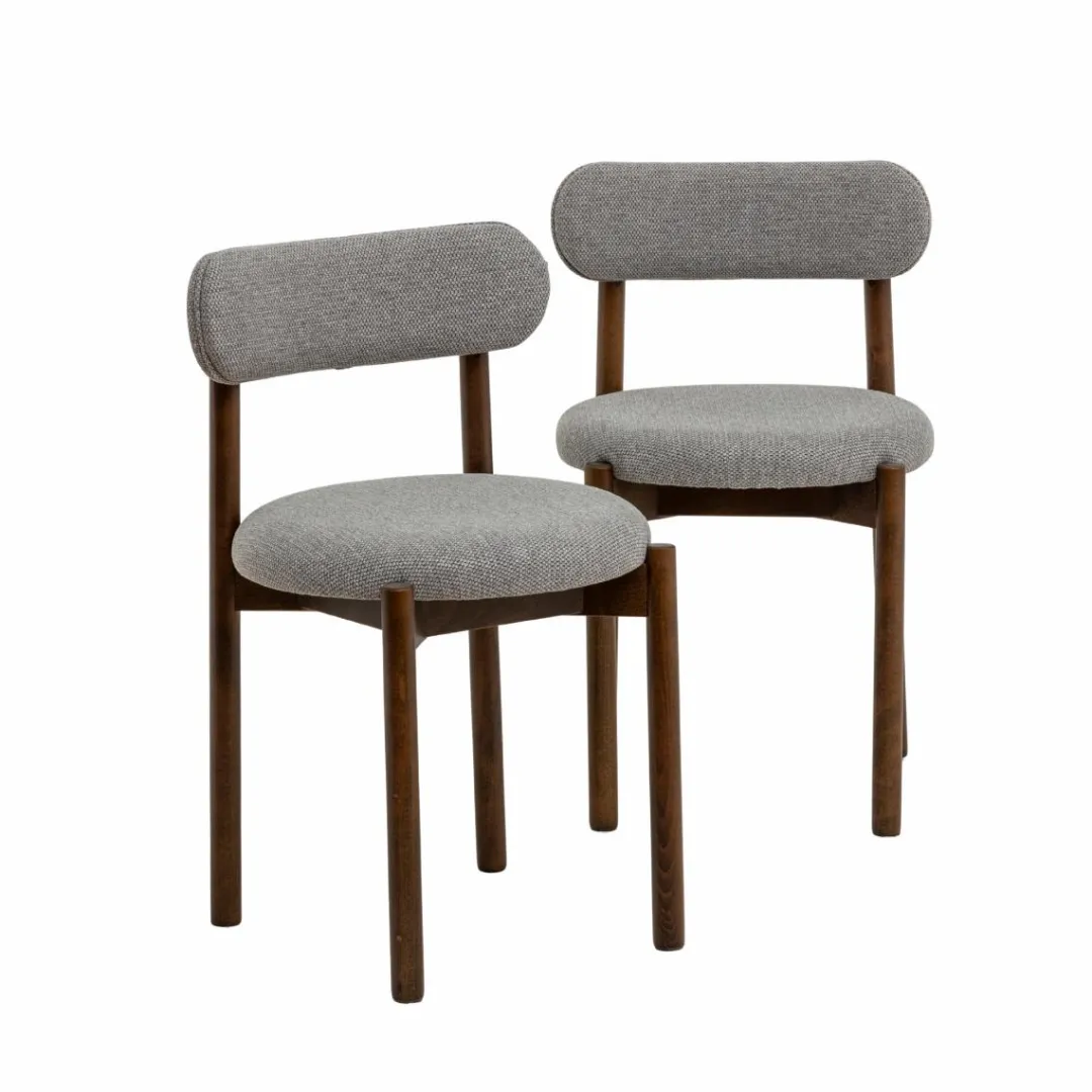 Chaise<Made in Meubles Chaise en bois de hêtre foncé et tissu Aline (lot de 2)