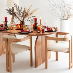 Chaise<Made in Meubles Chaise en bois de mindy et tissu bouclette Suzie (lot de 2)