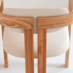 Chaise<Made in Meubles Chaise en bois de mindy et tissu bouclette Suzie (lot de 2)