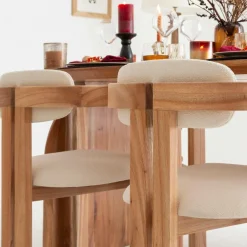 Chaise<Made in Meubles Chaise en bois de mindy et tissu bouclette Suzie (lot de 2)