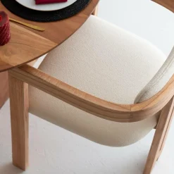 Chaise<Made in Meubles Chaise en bois de mindy et tissu bouclette Suzie (lot de 2)