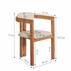 Chaise<Made in Meubles Chaise en bois de mindy et tissu bouclette Suzie (lot de 2)
