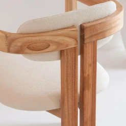 Chaise<Made in Meubles Chaise en bois de mindy et tissu bouclette Suzie (lot de 2)