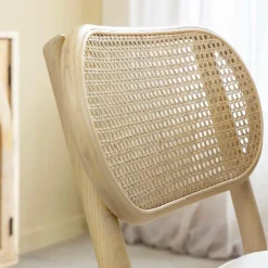 Chaise<Made in Meubles Chaise en bois d'orme clair et cannage Luzian (lot de 2)