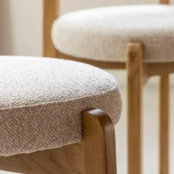 Chaise<Made in Meubles Chaise en bois d'orme et tissu bouclette gris Aline (lot de 2)