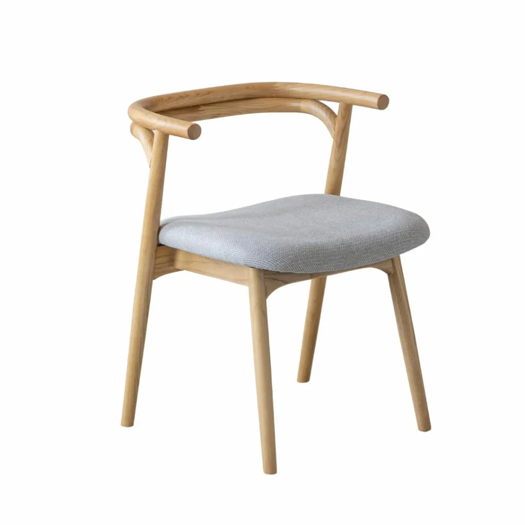 Chaise<Made in Meubles Chaise en bois d'orme et tissu gris Aline (lot de 2)