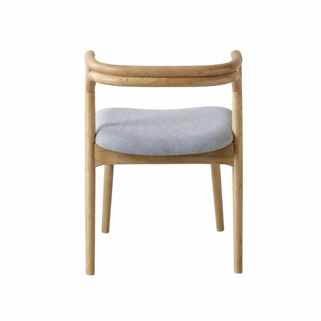 Chaise<Made in Meubles Chaise en bois d'orme et tissu gris Aline (lot de 2)