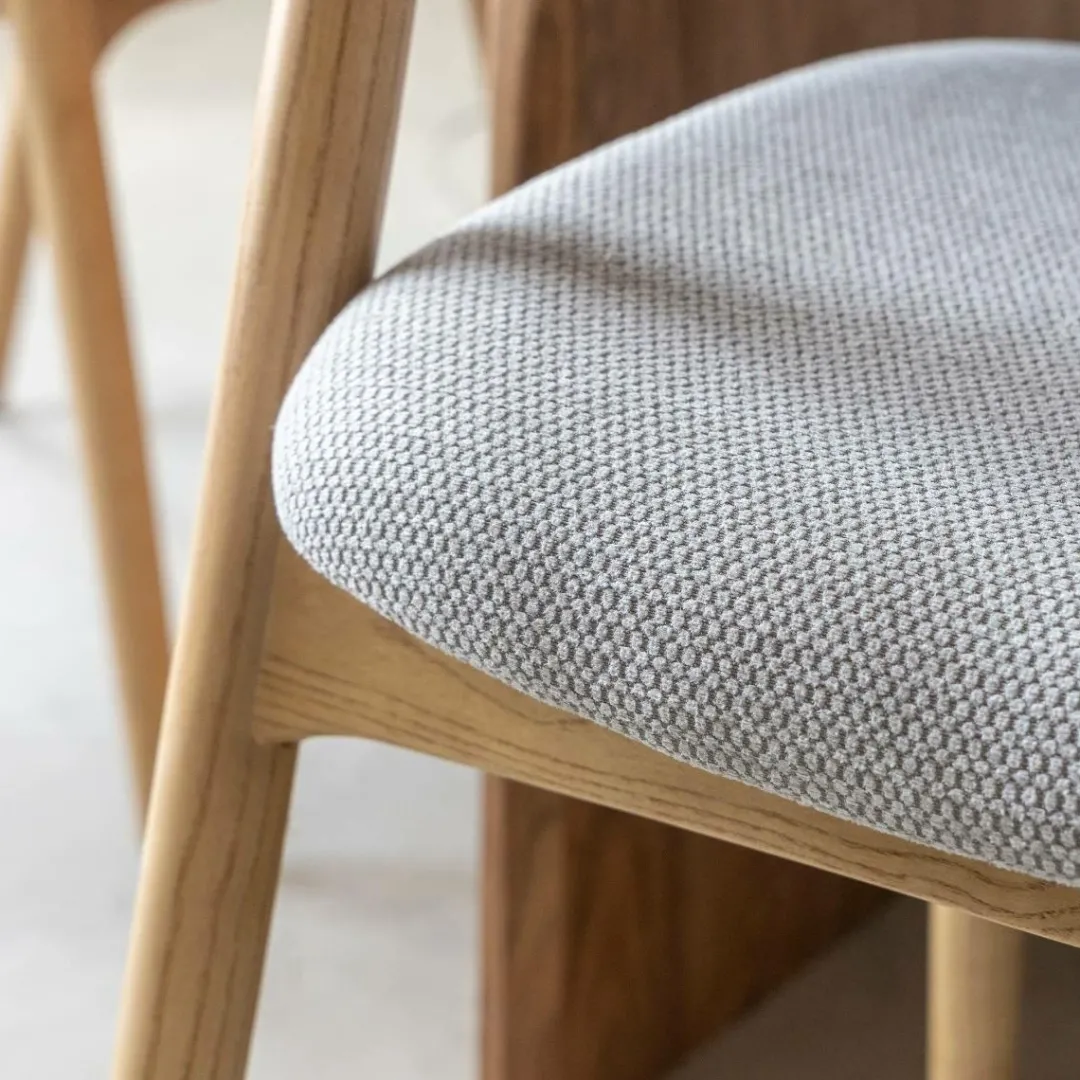 Chaise<Made in Meubles Chaise en bois d'orme et tissu gris Aline (lot de 2)