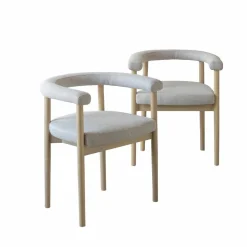 Chaise<Made in Meubles Chaise en bois d'orme et tissu gris Aline (lot de 2)