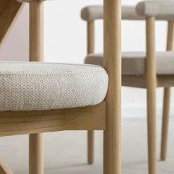 Chaise<Made in Meubles Chaise en bois d'orme et tissu gris Aline (lot de 2)